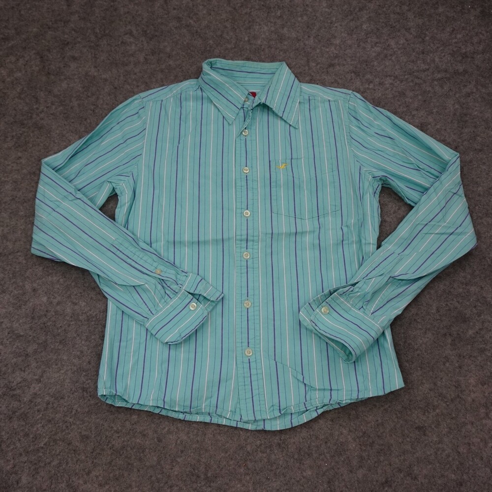 Hollister Shirt Mens Small S Blue Button Up Striped Long Sleeve Casual